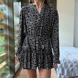 Norma Kamali Black and White Long Sleeve Dress